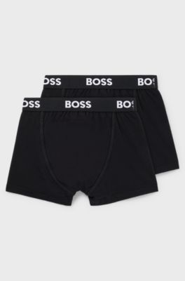 Kids' three-pack of boxer shorts in stretch cotton, Black