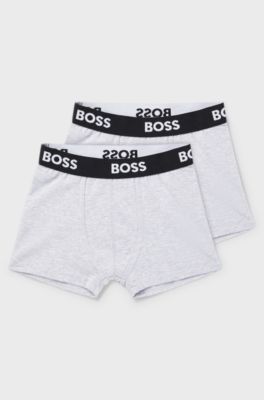 Kids' two-pack of boxer shorts in stretch cotton, Light Grey