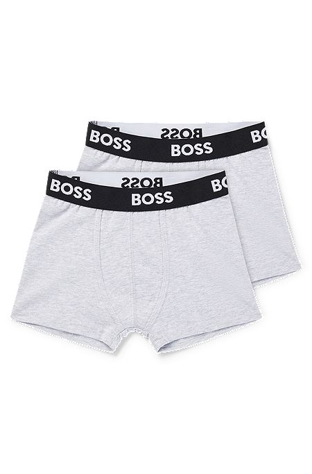 Kids' two-pack of boxer shorts in stretch cotton, Light Grey