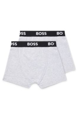 Kids' two-pack of boxer shorts in stretch cotton, Light Grey