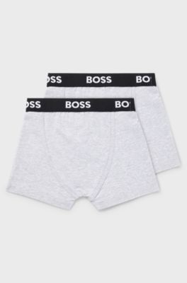 Kids' two-pack of boxer shorts in stretch cotton, Light Grey