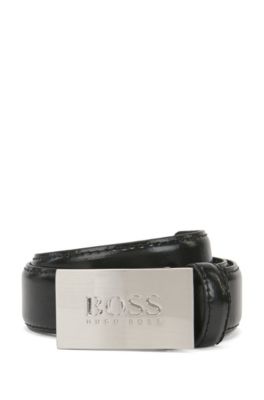 BOSS - Kids' leather belt with metallic 