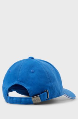 Kids' cap in cotton twill with stripe and logo, Blue