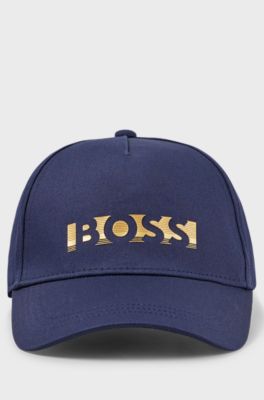 Kids' cap in cotton twill with gold-tone logo, Dark Blue