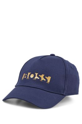 Kids' cap in cotton twill with gold-tone logo, Dark Blue