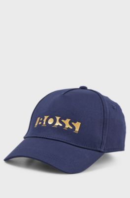 Kids' cap in cotton twill with gold-tone logo, Dark Blue