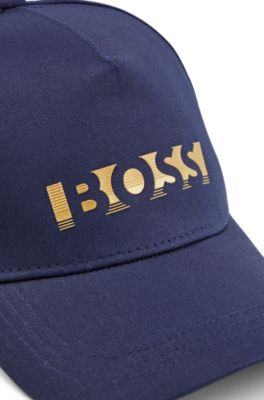 Kids' cap in cotton twill with gold-tone logo, Dark Blue
