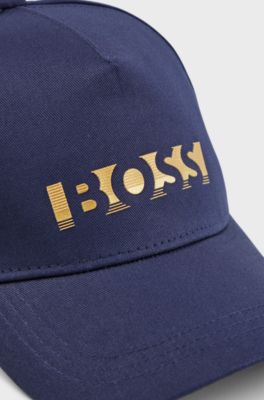 Kids' cap in cotton twill with gold-tone logo, Dark Blue