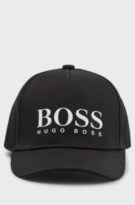 Kids' cap in cotton twill with 3D logo, Black