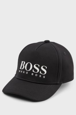 Kids' cap in cotton twill with 3D logo, Black
