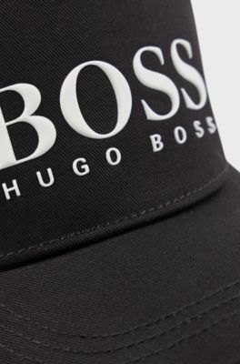 Kids' cap in cotton twill with 3D logo, Black