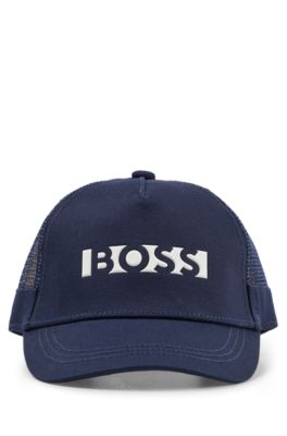 Kinderpet met achterkant van mesh en logoprint, Donkerblauw