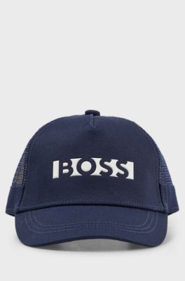 Kids' cap with mesh back and logo print, Dark Blue