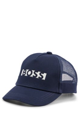 Kinderpet met achterkant van mesh en logoprint, Donkerblauw