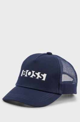Kids' cap with mesh back and logo print, Dark Blue