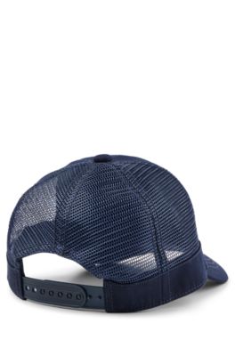 Kinderpet met achterkant van mesh en logoprint, Donkerblauw