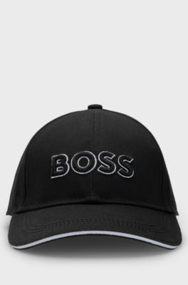 Kids' cap in cotton twill with embroidered logo, Black