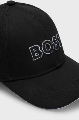 Kids' cap in cotton twill with embroidered logo, Black