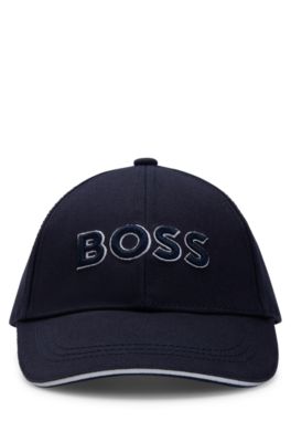 Keps f&ouml;r barn i bomullstwill med broderad logga, M&ouml;rkbl&aring;