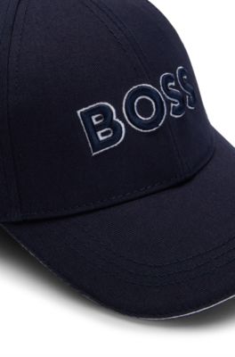 Keps f&ouml;r barn i bomullstwill med broderad logga, M&ouml;rkbl&aring;