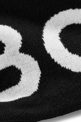 Kids' snood in knitted cotton with contrast logo, Black