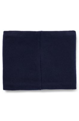 Kids' snood in knitted cotton with contrast logo, Dark Blue