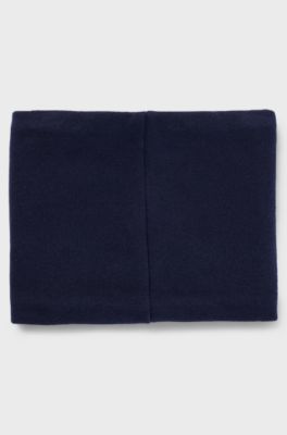 Kids' snood in knitted cotton with contrast logo, Dark Blue