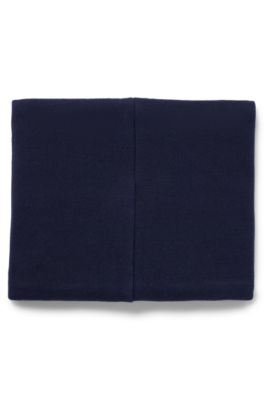 Kids' snood in knitted cotton with contrast logo, Dark Blue