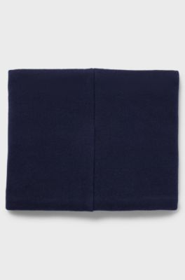 Kids' snood in knitted cotton with contrast logo, Dark Blue