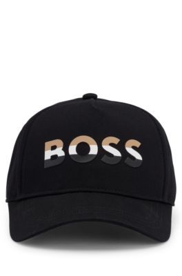 Kids' cap in cotton twill with signature-stripe logo, Black