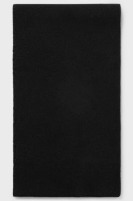 Kids' knitted-cotton scarf with large logo, Black