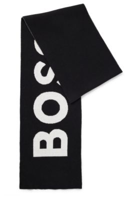 &Eacute;charpe pour enfant en maille de coton orn&eacute;e d&rsquo;un grand logo, Noir