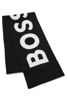 &Eacute;charpe pour enfant en maille de coton orn&eacute;e d&rsquo;un grand logo, Noir