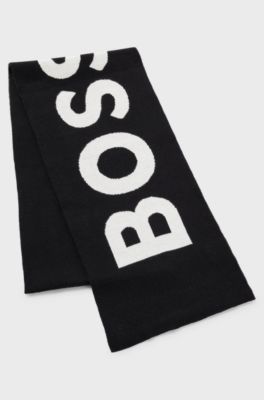 &Eacute;charpe pour enfant en maille de coton orn&eacute;e d&rsquo;un grand logo, Noir