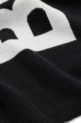 &Eacute;charpe pour enfant en maille de coton orn&eacute;e d&rsquo;un grand logo, Noir