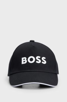 Kids' cap in cotton twill with contrast logo, Black