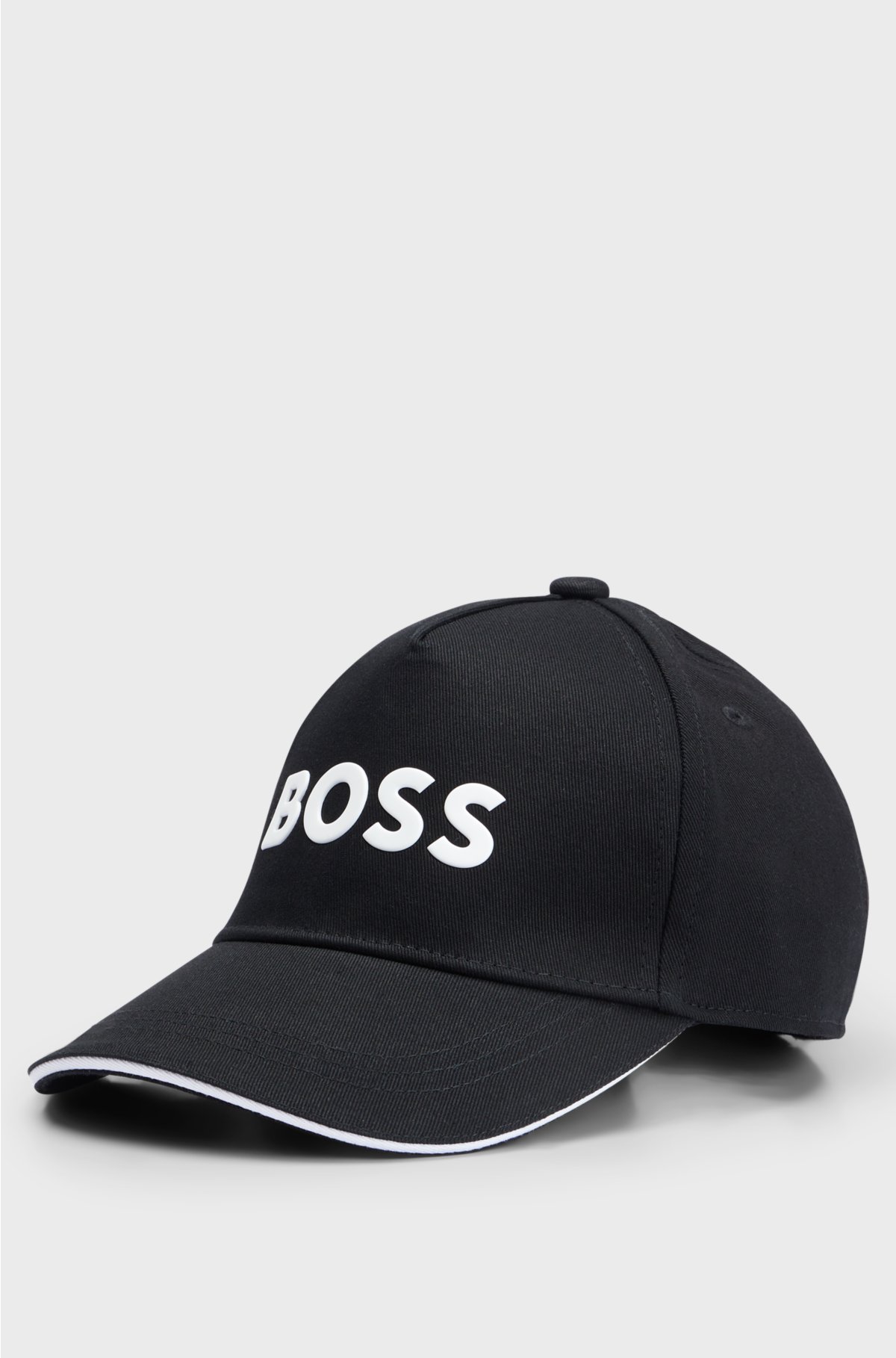 Kids' cap in cotton twill with contrast logo, Black