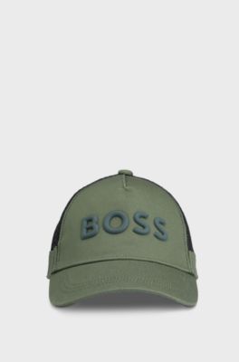 Kids' logo cap in cotton twill and mesh, Green