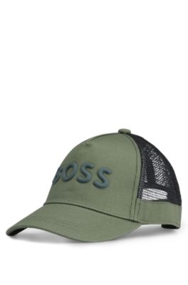 Kids' logo cap in cotton twill and mesh, Green