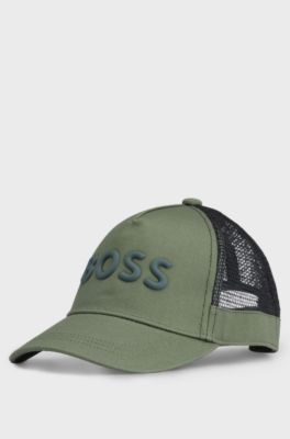 Kids' logo cap in cotton twill and mesh, Green