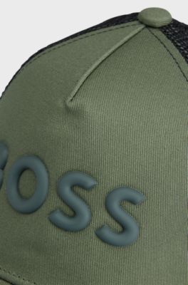 Kids' logo cap in cotton twill and mesh, Green