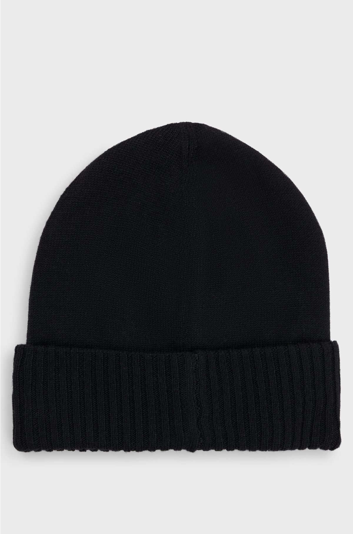Kids' double-layer beanie hat with logo badge, Black