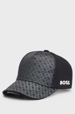 Kids' cotton-twill cap with monogram print, Black