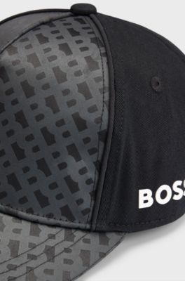 Kids' cotton-twill cap with monogram print, Black