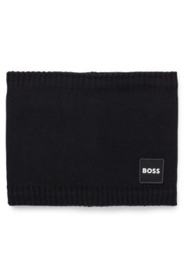 &Eacute;charpe tube pour enfant, avec badge logot&eacute; en twill, Noir