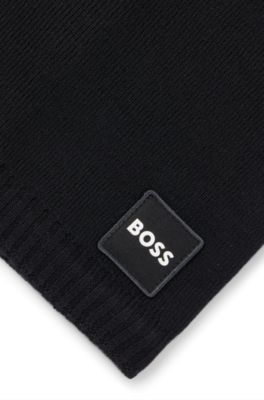 &Eacute;charpe tube pour enfant, avec badge logot&eacute; en twill, Noir