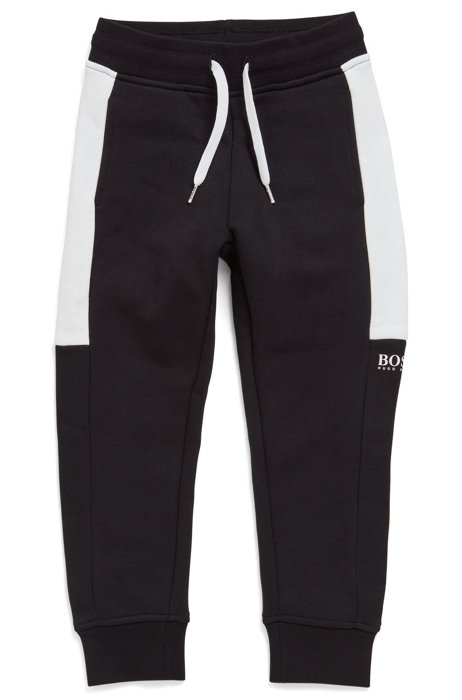 Pantalones de chándal para niños en mezcla de algodón con detalles en contraste, Negro
