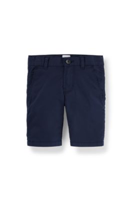 Kids' five-pocket shorts in stretch-cotton twill, Dark Blue