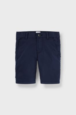 Kids' five-pocket shorts in stretch-cotton twill, Dark Blue