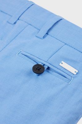Kids' suit shorts in stretch cotton with logo plate, Blue